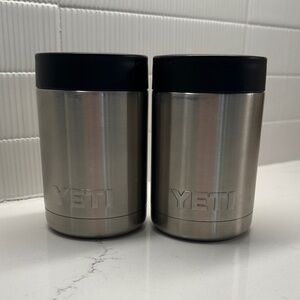YETI Stainless Steel Can Coolers with Black Lids